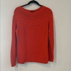 Talbots Women’sOrange Cable Knit Sweater